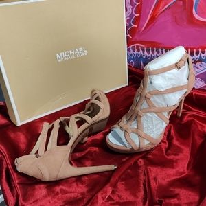 Michael Kors blush suede stiletto sandals size 6.5
